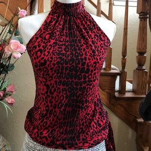 Michael Kors red/black animal print top